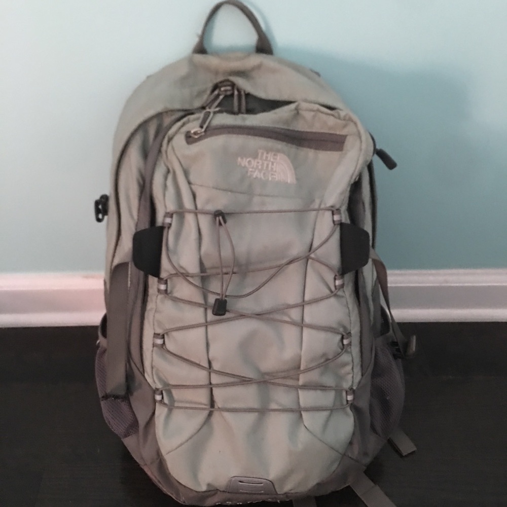 trendy light blue north face backpack !!